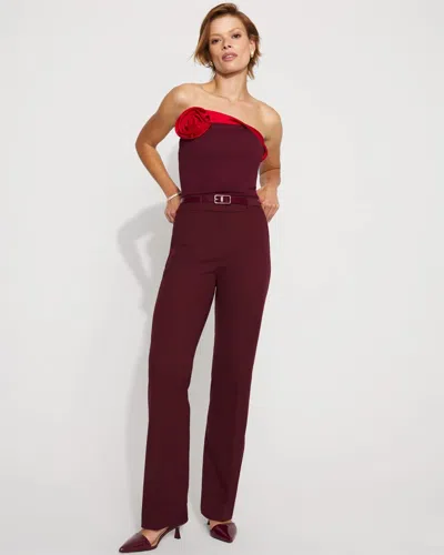 White House Black Market Extra High-rise Riley Twill Trousers In Burgundy