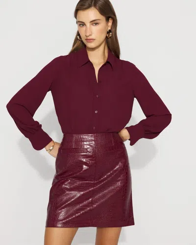 White House Black Market Faux Crocodile Skirt In Red