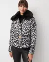 White House Black Market Faux Fur Collar Leopard Puffer Jacket