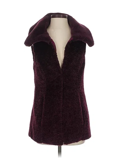 Pre-owned White House Black Market Faux Fur Vest In Burgundy