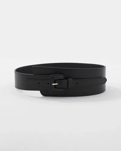 White House Black Market Faux Leather Asymmetrical Wide Belt In Black