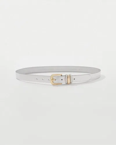 White House Black Market Faux Leather Belt In Silver