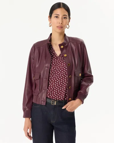 White House Black Market Faux Leather Bomber Jacket In Port