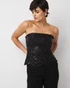 White House Black Market Faux Leather Cutwork Bustier Top In Black