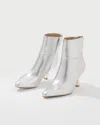 White House Black Market Metallic Faux Leather Heeled Ankle Boots In Silver