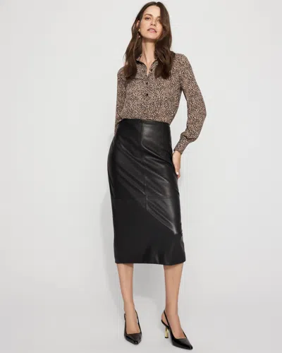 White House Black Market Faux Leather Midi Pencil Skirt In Black