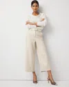 White House Black Market Faux Leather Wide Leg Crop Pants In White