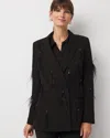 White House Black Market Feather Embellished Double-breasted Blazer In Black