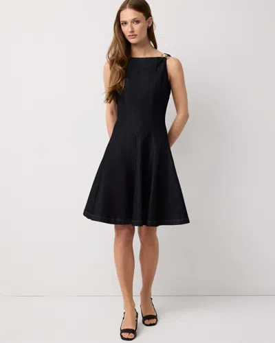 White House Black Market Fit + Flare Denim Dress In Blue