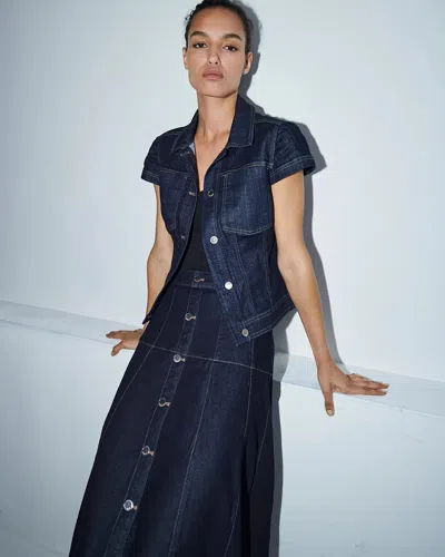 White House Black Market Flirty Denim Shacket In Blue