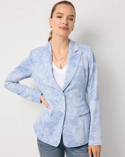 White House Black Market Floral Blazer In Blue