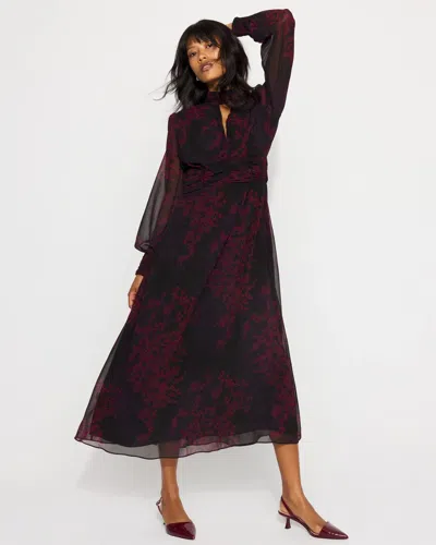 White House Black Market Floral Chiffon Maxi Dress In Multi