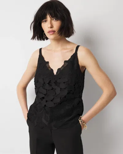 White House Black Market Floral Lace Cami Top In Black