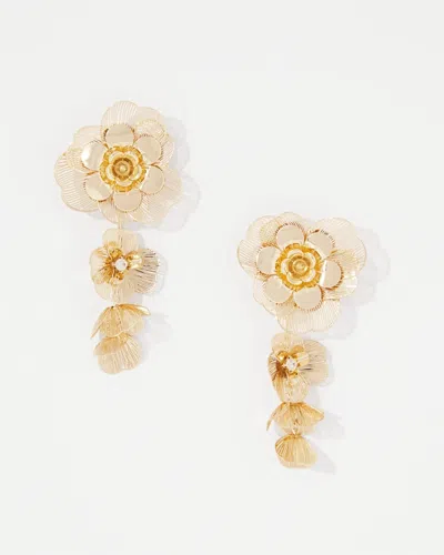 White House Black Market Floral Linear Earrings |  In Gold