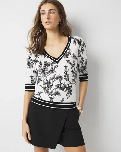 White House Black Market Floral Printed Sweater In Madison Floral Po Ecru