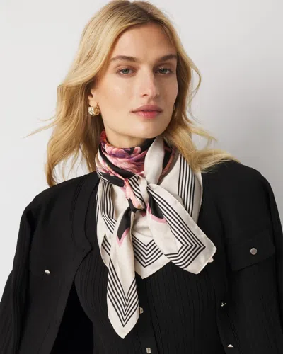 White House Black Market Floral Square Scarf In White