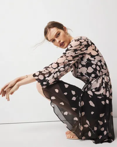 White House Black Market Floral Tunic Dress In Stamp Foliage Pl Black