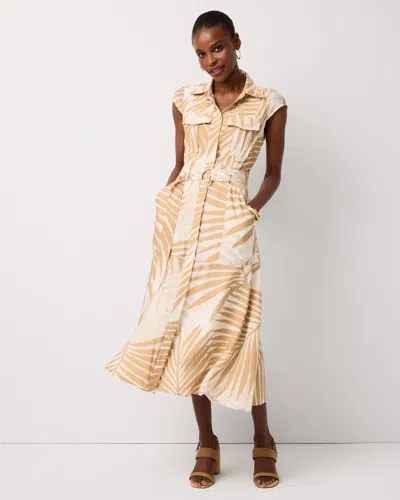White House Black Market Floral Utility Shirt Dress In Neutral