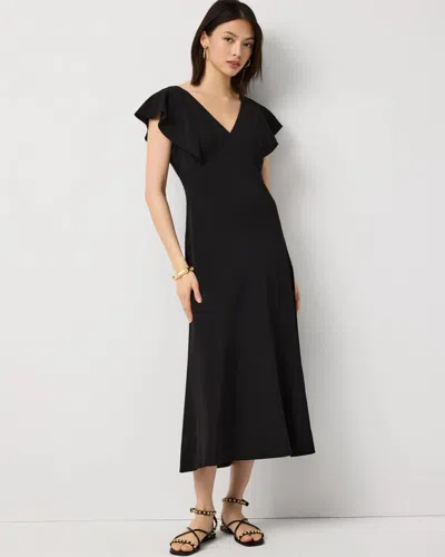 White House Black Market Flutter Sleeve Slip Dress In Black