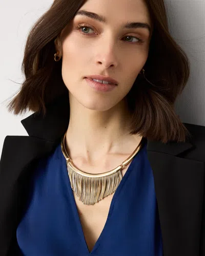 White House Black Market Fringe Collar Necklace |  In Gold