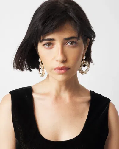 White House Black Market Frontal Hoop Statement Earrings |  In Gold