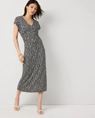 White House Black Market Gathered Waist Short Sleeve Midi Dress
