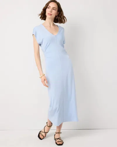 White House Black Market Gathered Waist Short Sleeve Midi Dress In White