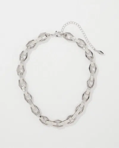 White House Black Market Geometric Links Necklace |  In Silver