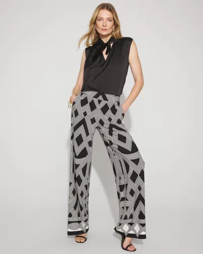 White House Black Market Geometric Print Wide-leg Pants In Black