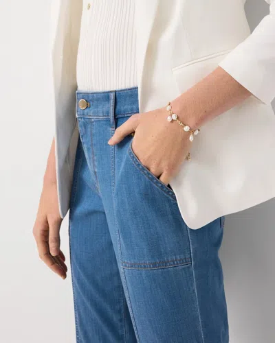 White House Black Market Glass Pearl Bracelet |  In Gold