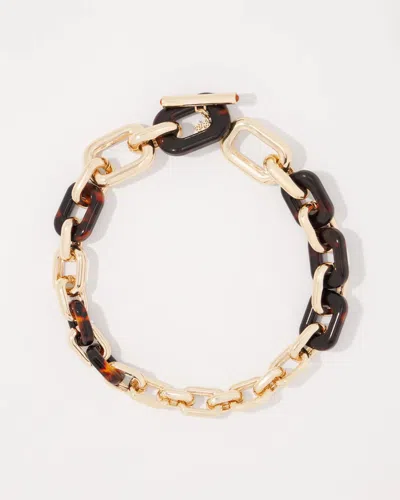 White House Black Market Gold And Tortoiseshell Link Toggle Necklace |  In Brown