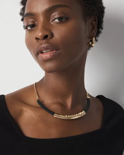 White House Black Market Gold + Black Raffia Collar |