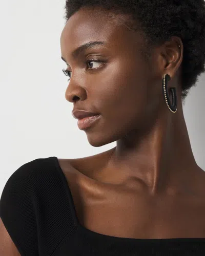 White House Black Market Gold + Black Raffia Hoop Earrings |