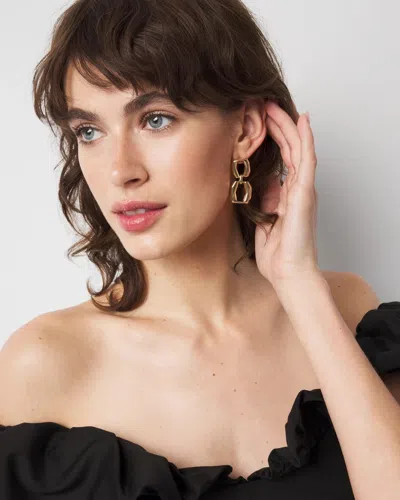 White House Black Market Gold Double Links Drop Earrings |