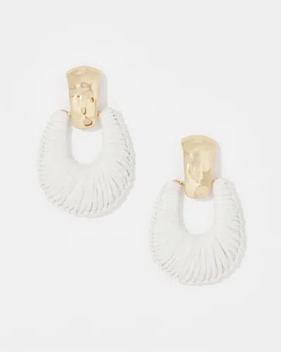 White House Black Market Gold + Ecru Raffia Drop Earrings |