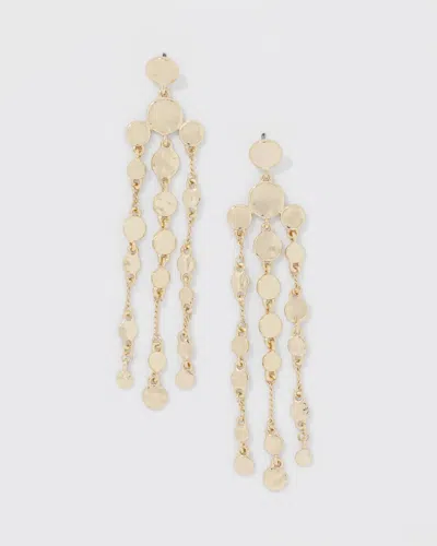 White House Black Market Gold Hammered Disc Chandelier Earrings |