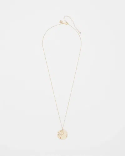 White House Black Market Gold Hammered Disc Pendant |