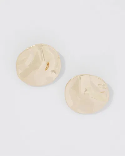 White House Black Market Gold Hammered Disc Stud Earrings |