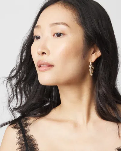 White House Black Market Gold Pave Hoop Earrings |