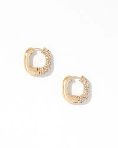White House Black Market Gold + Pave Square Hoop Earrings |
