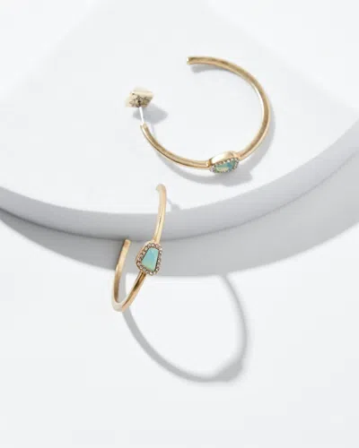 White House Black Market Gold Pave Stone Hoop Earrings |  In Sage Green
