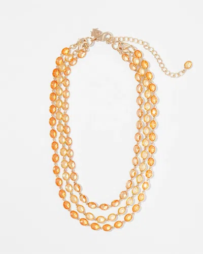 White House Black Market Gold + Peach Crystal Necklace |