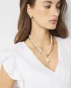 White House Black Market Gold + Pearl Convertible Pendant |  In Gold