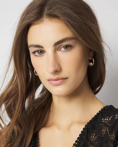 White House Black Market Gold + Pearl Hoop Earrings |