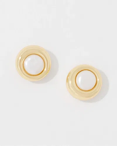 White House Black Market Gold + Pearl Stud Earrings |