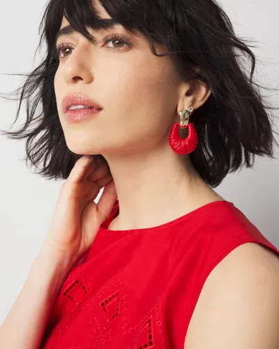 White House Black Market Gold + Red Raffia Drop Earrings |
