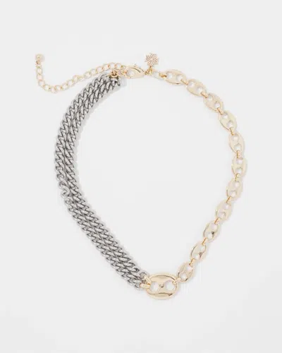 White House Black Market Gold + Silver Mariner Links Necklace |  In Gold W/silver