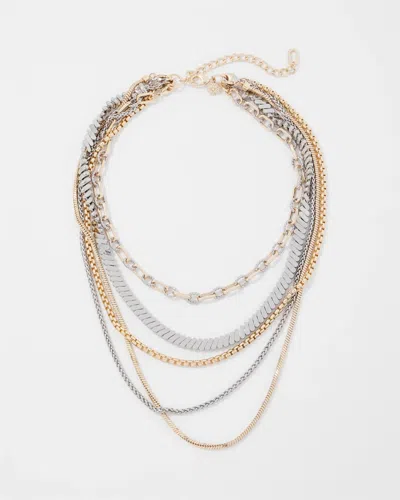 White House Black Market Gold + Silver Mixed Chain Convertible Necklace |  In Gold W/silver