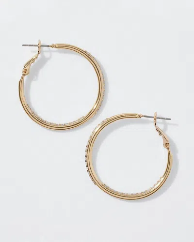 White House Black Market Gold Small Pave Hoop Earrings |