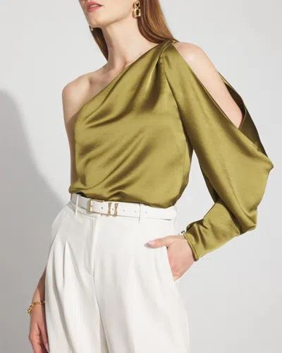 White House Black Market Gold Twist Pant Belt In White